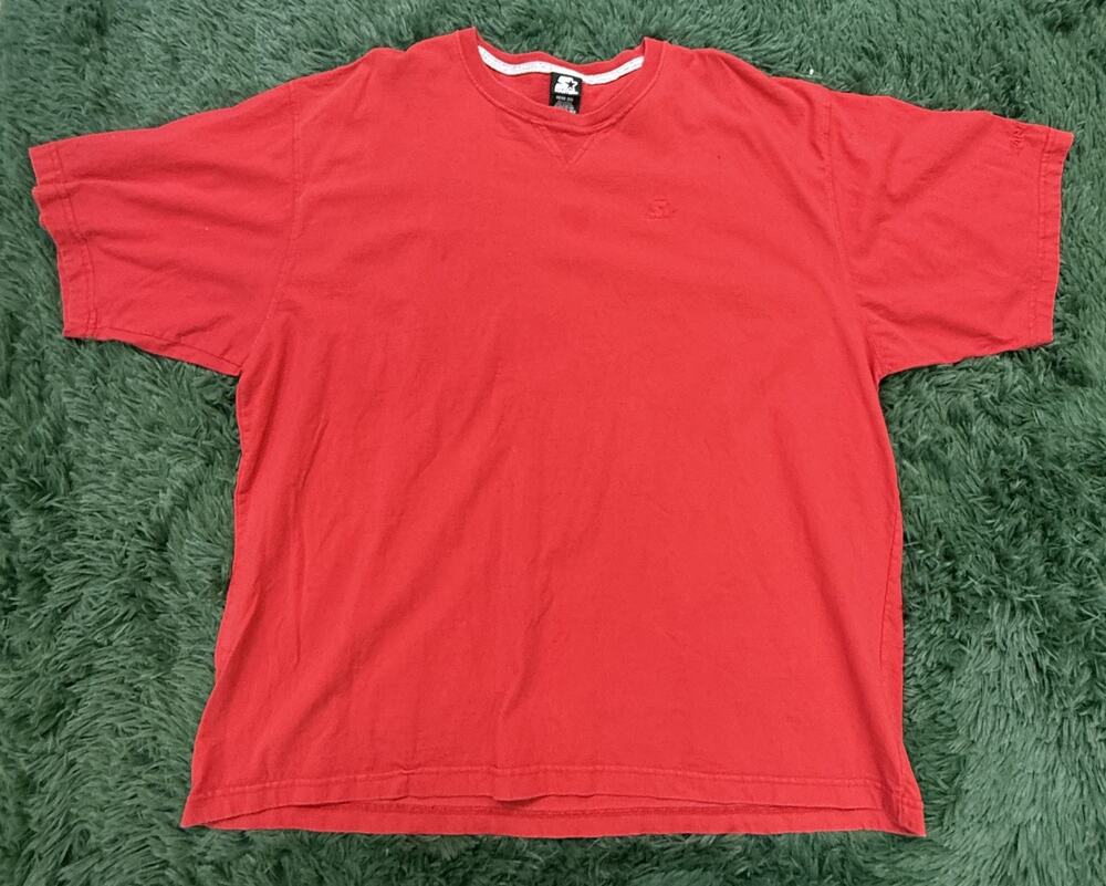 Starter Men's 2XL Red Short Sleeve Crew Neck T-Shirt Embroidered Logo Classic